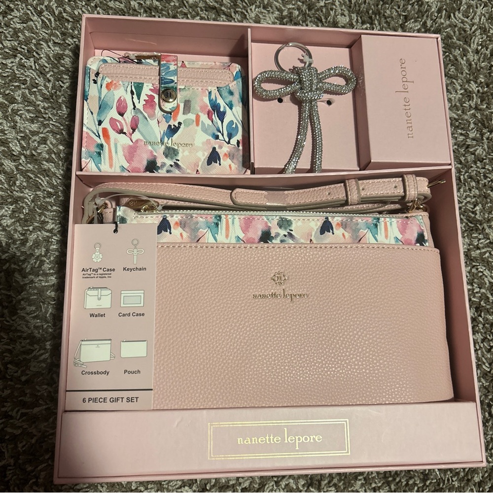 Nanette Lepore Pink Floral 6 Pc Women's Bag Set